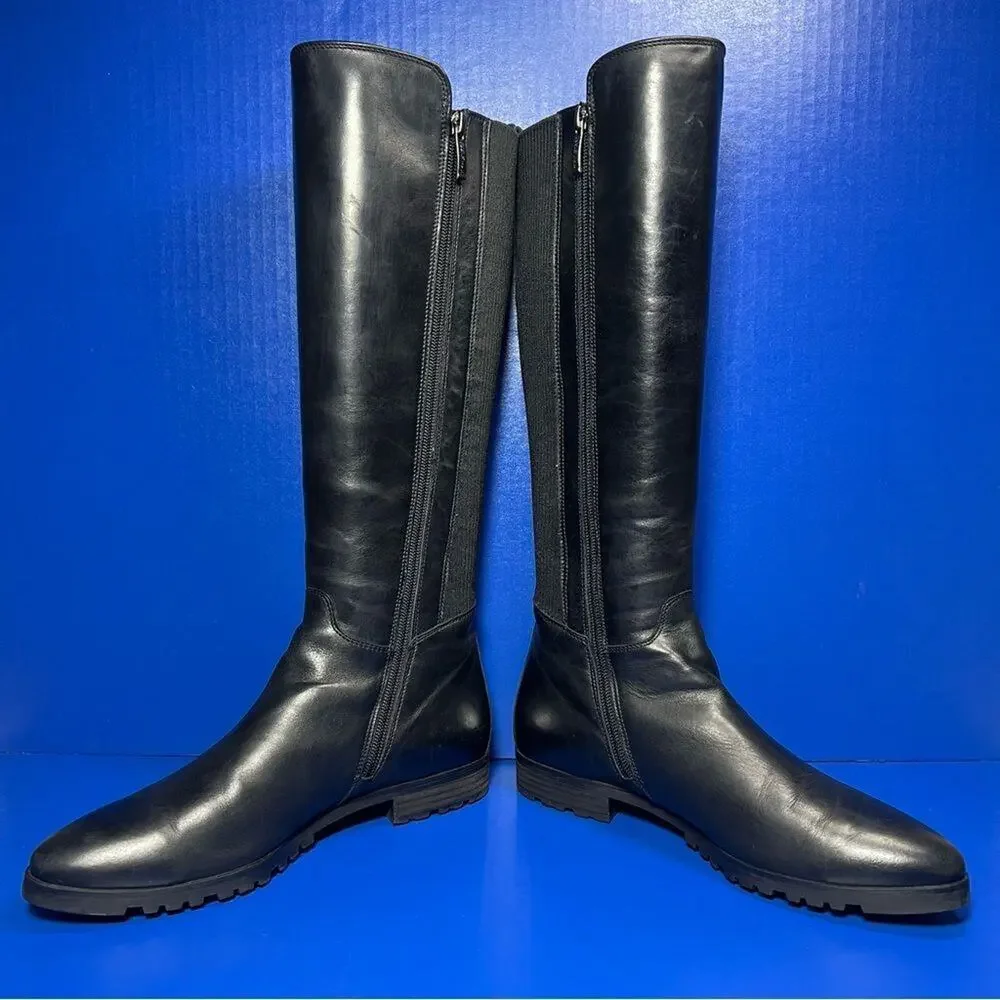 Paul Green‎ Vario 31427 Leather Knee High Boots Black Point Toe Womens 5.5